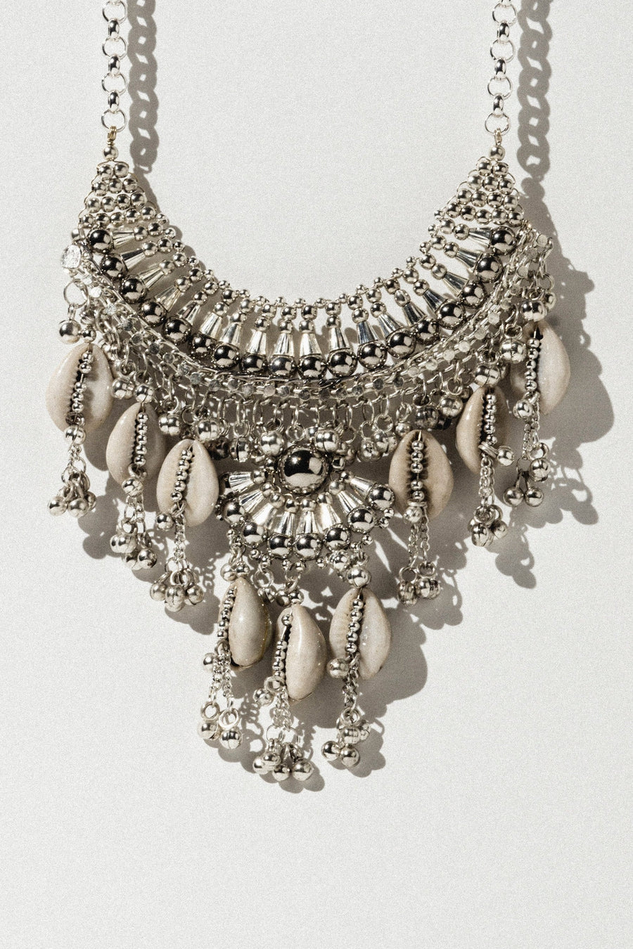 Sanjay Jewelry Silver / 12 Inches Aditi Shell Statement Necklace