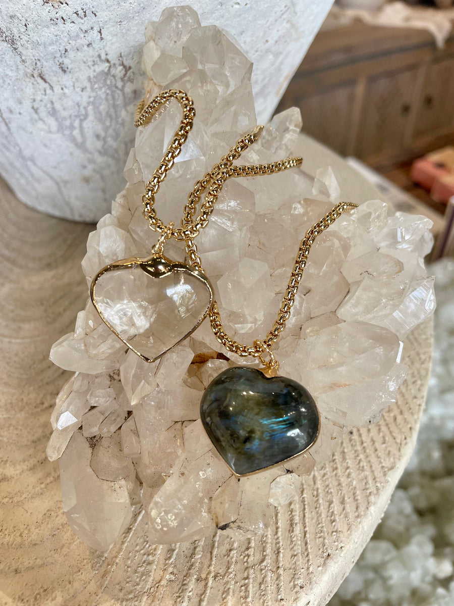 Goddess Jewelry Shadow + Light Agate Heart Necklace