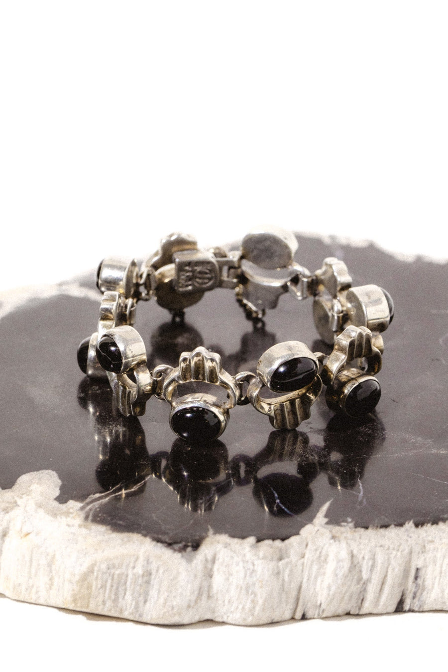 Swap Meet Jewelry Silver Vintage Onyx Oasis Bracelet